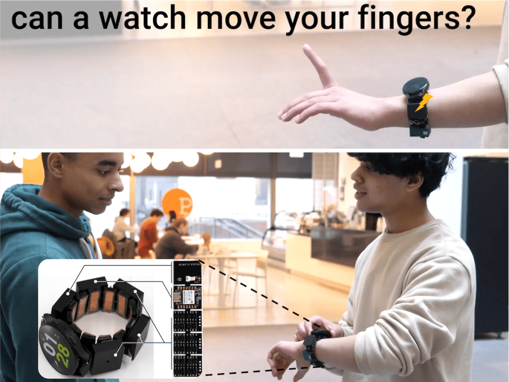 Compact muscle stimulation hardware in a smartwatch